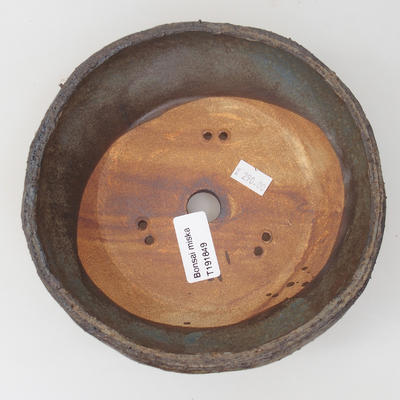 Ceramic bonsai bowl 18,5 x 18,5 x 6 cm, brown-blue color - 3