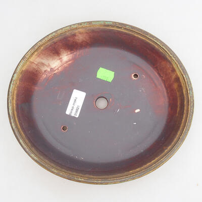 Ceramic bonsai bowl 24 x 21.5 x 5.5 cm, color brown-green - 3
