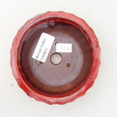 Ceramic bonsai bowl 10.5 x 10.5 x 4.5 cm, color red - 3