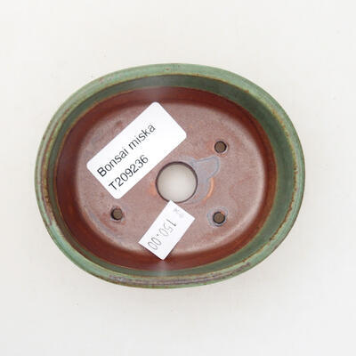 Ceramic bonsai bowl 9 x 7.5 x 3.5 cm, color green-brown - 3
