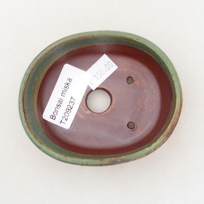 Ceramic bonsai bowl 9 x 7.5 x 3.5 cm, color green-brown - 3