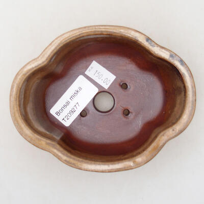 Ceramic bonsai bowl 12.5 x 9.5 x 4.5 cm, brown color - 3