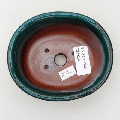 Ceramic bonsai bowl 11.5 x 9.5 x 5.5 cm, color green - 3