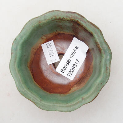 Ceramic bonsai bowl 7.5 x 7.5 x 4 cm, brown-green color - 3