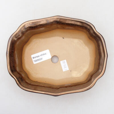 Ceramic bonsai bowl 17.5 x 14.5 x 6 cm, gold color - 3