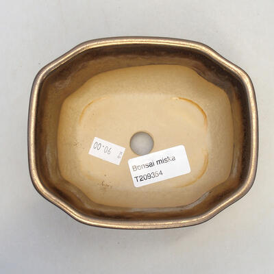 Ceramic bonsai bowl 12.5 x 10.5 x 6.5 cm, gold color - 3