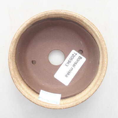 Ceramic bonsai bowl 9.5 x 9.5 x 3 cm, beige color - 3