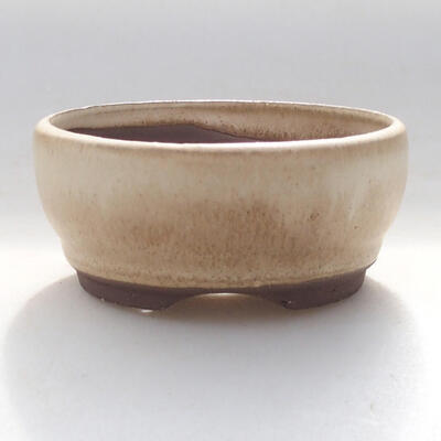 Ceramic bonsai bowl 10 x 10 x 3.5 cm, beige color - 3
