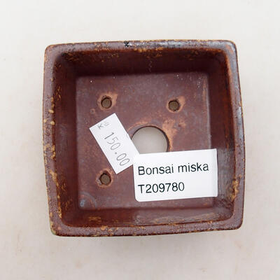 Ceramic bonsai bowl 6.5 x 6.5 x 3.5 cm, brown color - 3