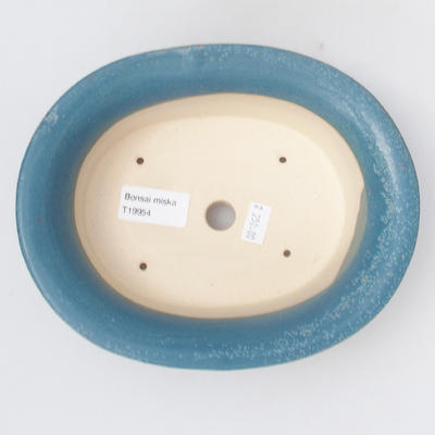 Ceramic bonsai bowl 19,5 x 15,5 x 6 cm, color blue - 3