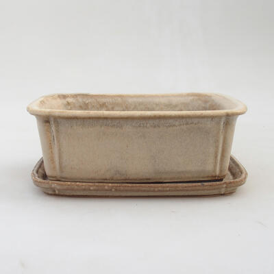Bonsai bowl + saucer H 50 - bowl 16.5 x 12 x 6 cm, saucer 17 x 12.5 x 1.5 cm, Beige Oxide - 3