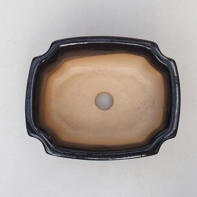 Ceramic bonsai bowl H 01 - 12 x 9 x 5 cm, black glossy - 3