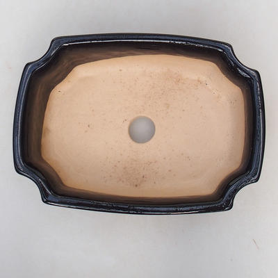 Ceramic bonsai bowl H 03 - 16,5 x 11,5 x 5 cm, black glossy - 3