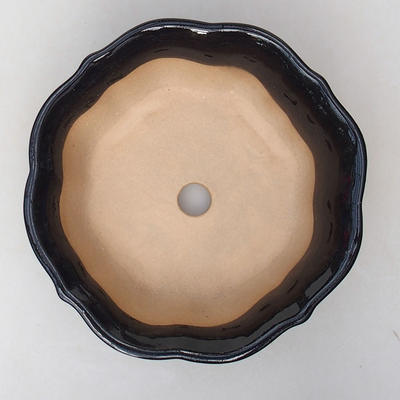 Ceramic bonsai bowl H 06 - 14,5 x 14,5 x 4,5 cm, black glossy - 3