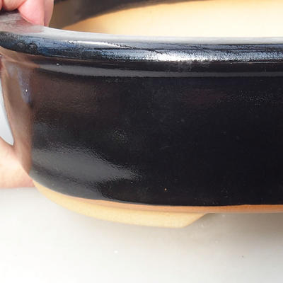 Ceramic bonsai dish H 19, black glossy - 3