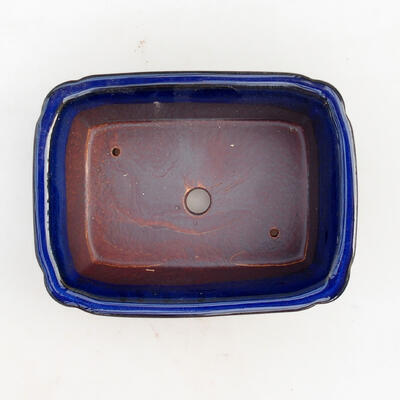 Bonsai bowl + saucer H 50 - bowl 16.5 x 12 x 6 cm, saucer 17 x 12.5 x 1.5 cm, Blue scratched - 3