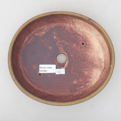 Ceramic bonsai bowl 22.5 x 19.5 x 5 cm, brown color - 3