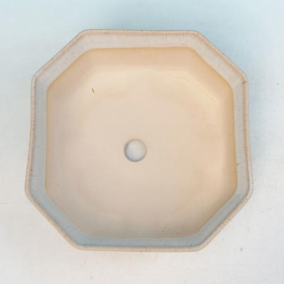 Ceramic bonsai bowl H 14 - 17,5 x 17,5 x 6,5 cm, beige  - 3