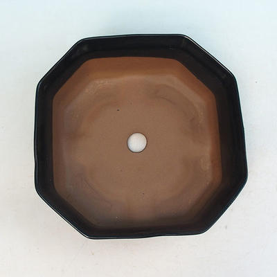 Bonsai bowl tray H14 - bowl 17,5 x 17,5 x 6,5, tray 17,5 x 17,5 x 1,5, black glossy  - bowl 17.5 x 17.5 x 6.5, saucer 17.5 x 17.5 x 1.5 - 3
