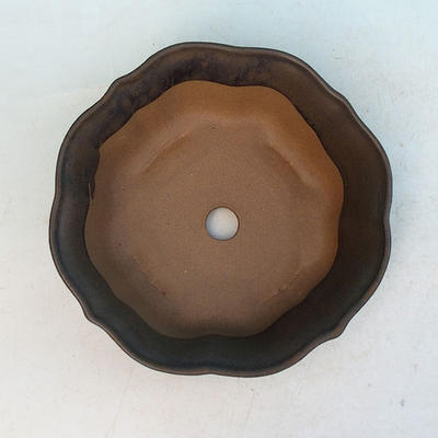 Ceramic bonsai bowl H 06 - 14,5 x 14,5 x 4,5 cm, brown - 14.5 x 14.5 x 4.5 cm - 3