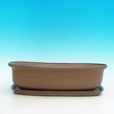 Bonsai bowl tray H10 - bowl 37 x 27 x 10 cm, tray 34 x 23 x 2 cm, brown - bowl 37 x 27 x 10 cm, tray 34 x 23 x 2 cm - 4