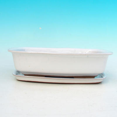 Bonsai bowl + tray H02 - tray 19 x 13,5 x 5 cm, tray 17 x 12 x 1 cm, white - bowl 19 x 13,5 x 5 cm, tray 17 x 12 x 1 cm - 4