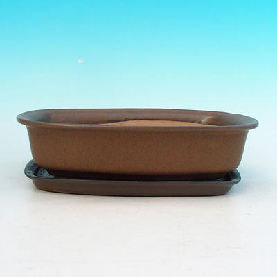 Bonsai bowl + tray H02 - tray 19 x 13,5 x 5 cm, tray 17 x 12 x 1 cm, brown - bowl 19 x 13,5 x 5 cm, tray 17 x 12 x 1 cm - 4