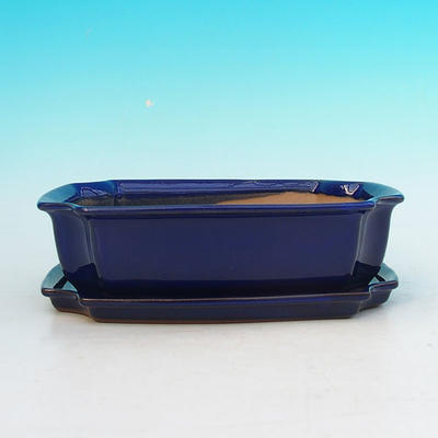 Bonsai bowl tray H03 - 16,5 x 11,5 x 5 cm, tray 16,5 x 11,5 x 1 cm, blue - 16,5 x 11,5 x 5 cm, tray 16,5 x 11,5 x 1 cm - 4