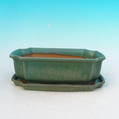Bonsai bowl tray H03 - 16,5 x 11,5 x 5 cm, tray 16,5 x 11,5 x 1 cm, green - 16.5 x 11.5 x 5 cm, tray 16.5 x 11.5 x 1 cm - 4
