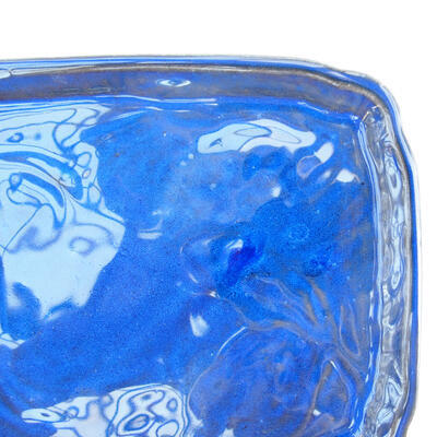 Bonsai bowl + saucer H 50 - bowl 16.5 x 12 x 6 cm, saucer 17 x 12.5 x 1.5 cm, Blue scratched - 5